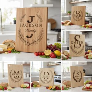 Monogram Alphabet Designs for Laser Engraving, 52 Charcuterie Board Gift Ideas