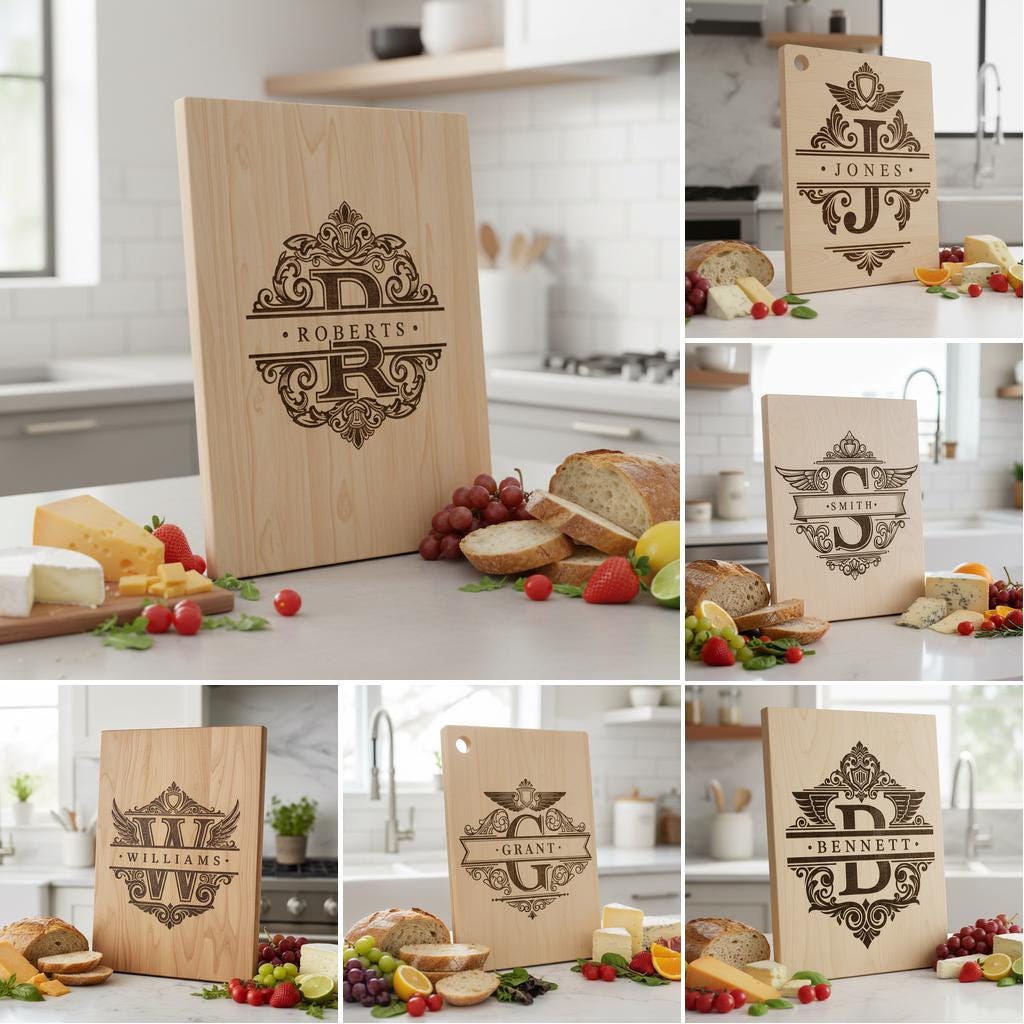 Monogram Alphabet Laser Engraving Files, 54 Ornamental Designs for Charcuterie Boards