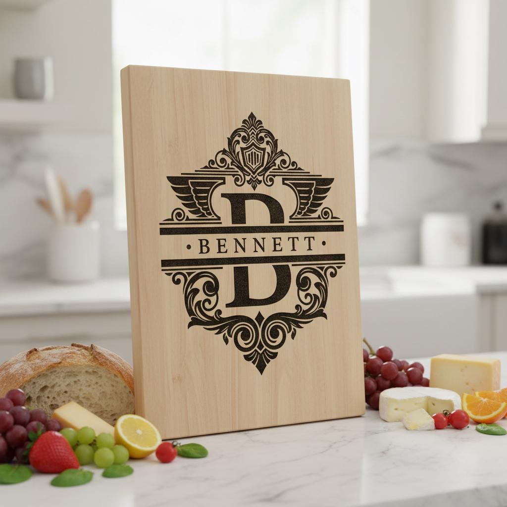 File di incisione laser alfabeto monogramma, 54 design ornamentali per taglieri. - immagine 2