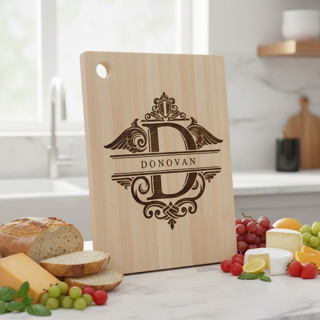 File di incisione laser alfabeto monogramma, 54 design ornamentali per taglieri. - immagine 3