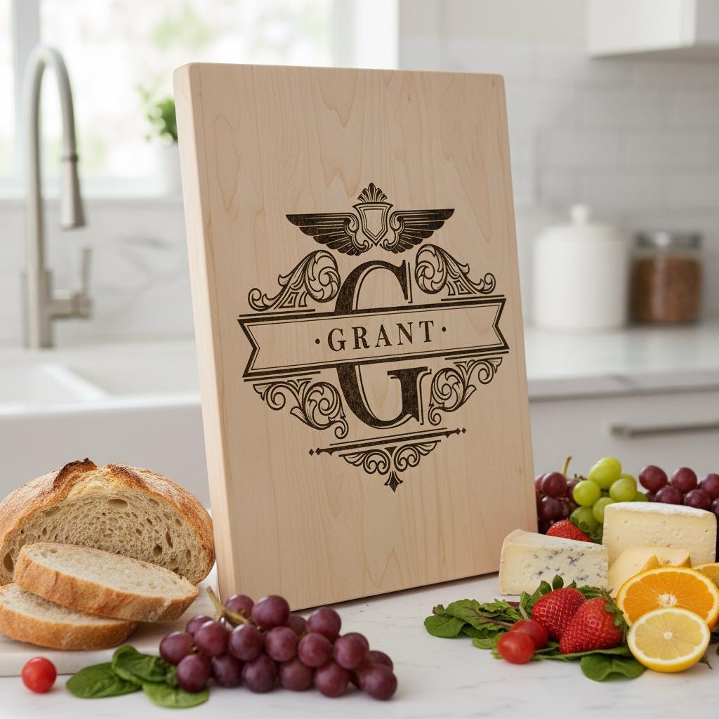 File di incisione laser alfabeto monogramma, 54 design ornamentali per taglieri. - immagine 4