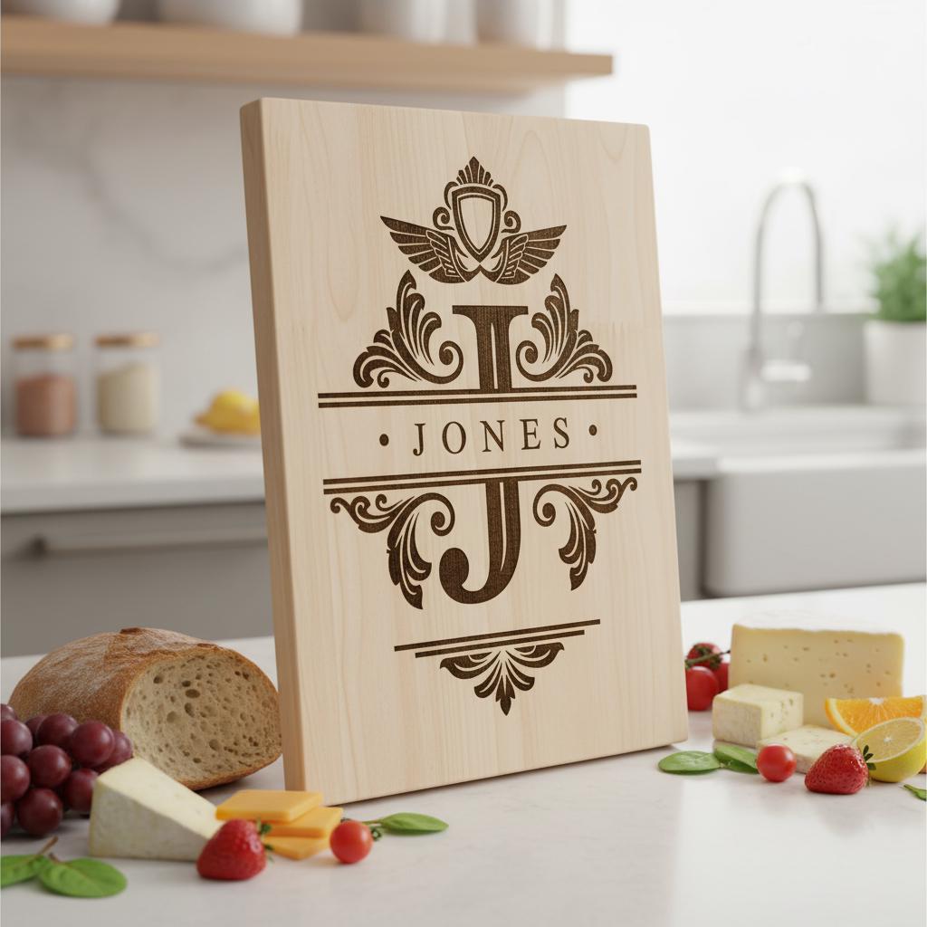 File di incisione laser alfabeto monogramma, 54 design ornamentali per taglieri. - immagine 5