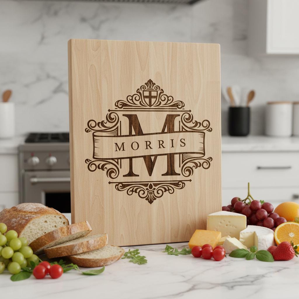 File di incisione laser alfabeto monogramma, 54 design ornamentali per taglieri. - immagine 6