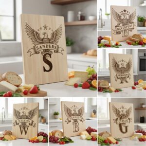 Monogram Alphabet Laser Engraving Files, Charcuterie Board, Family Name, Eagle Design