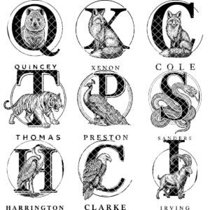 Monogram Bundle for Charcuterie Boards, Vintage Animal Letters, Engraving Gift