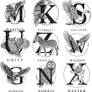 Monogram Bundle for Charcuterie Boards, Vintage Animal Letters, Engraving Gift