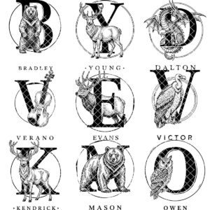 Monogram Bundle for Charcuterie Boards, Vintage Animal Letters, Engraving Gift