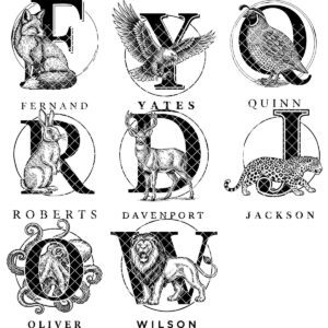 Monogram Bundle for Charcuterie Boards, Vintage Animal Letters, Engraving Gift