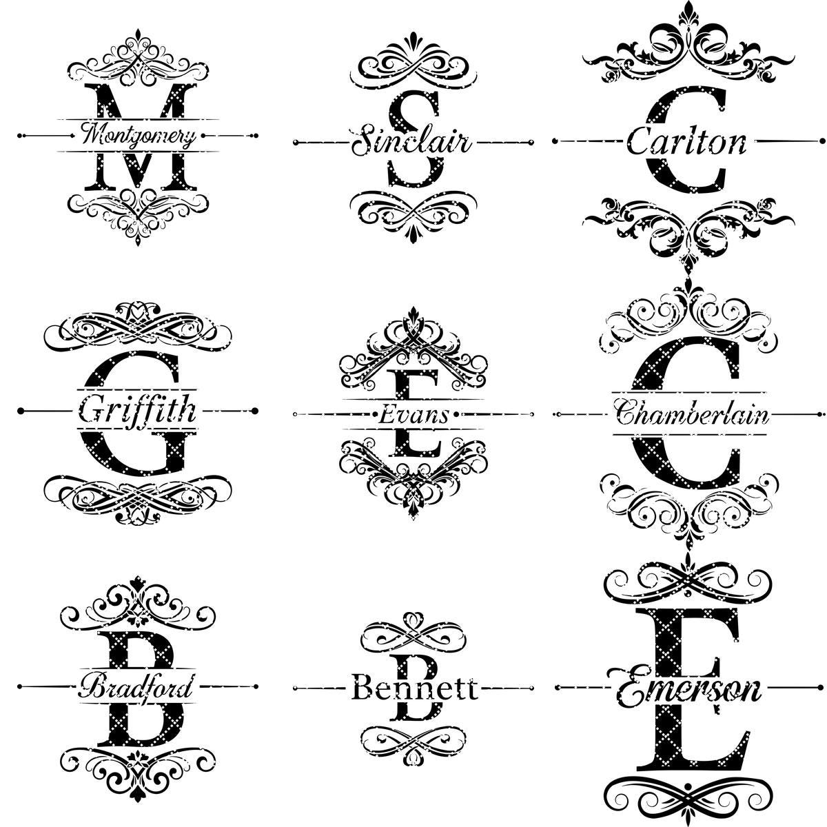 Disegni Monogramma per Taglieri di Salumi, 53 File di Incisione Alfabeto con Nome di Famiglia - immagine 12