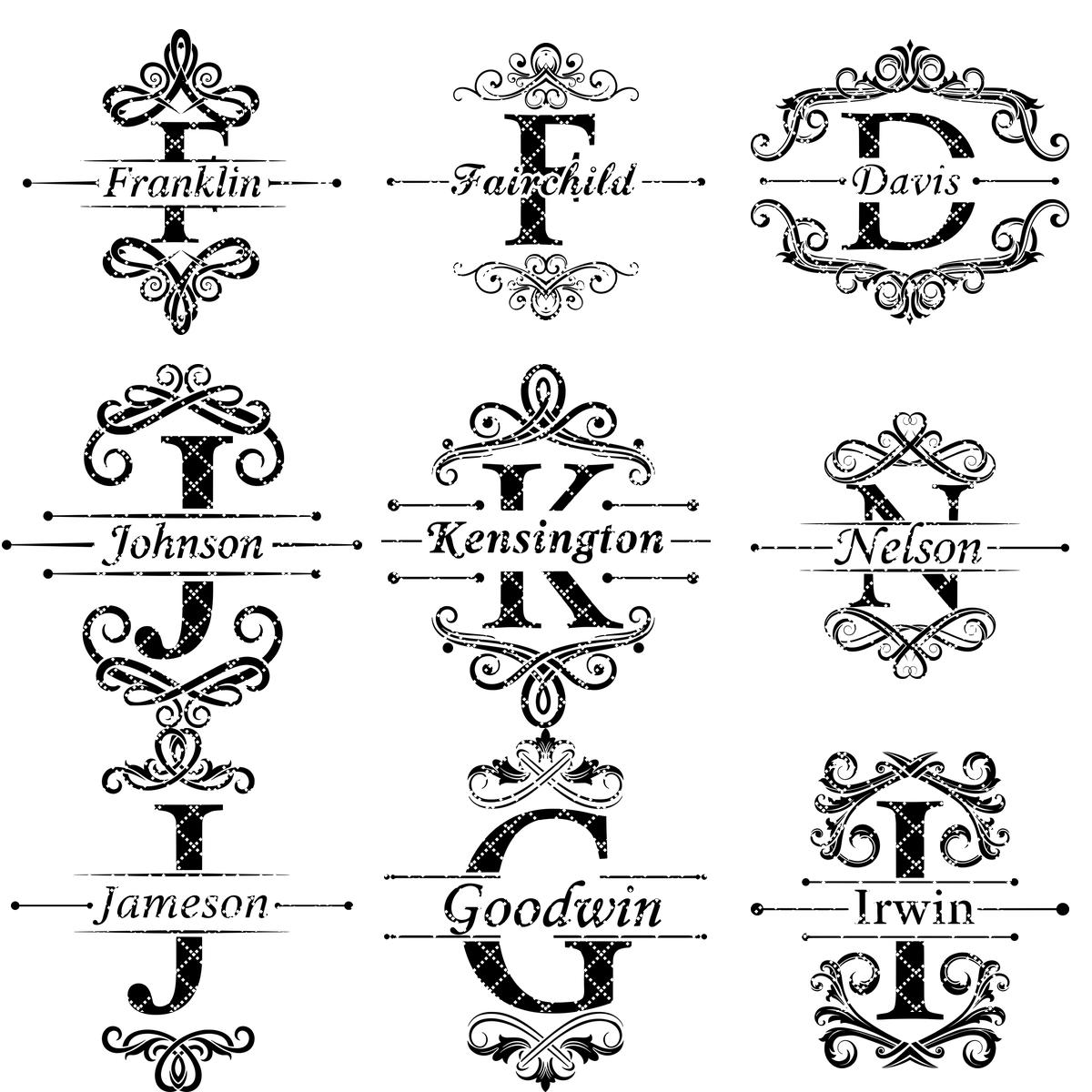 Disegni Monogramma per Taglieri di Salumi, 53 File di Incisione Alfabeto con Nome di Famiglia - immagine 13