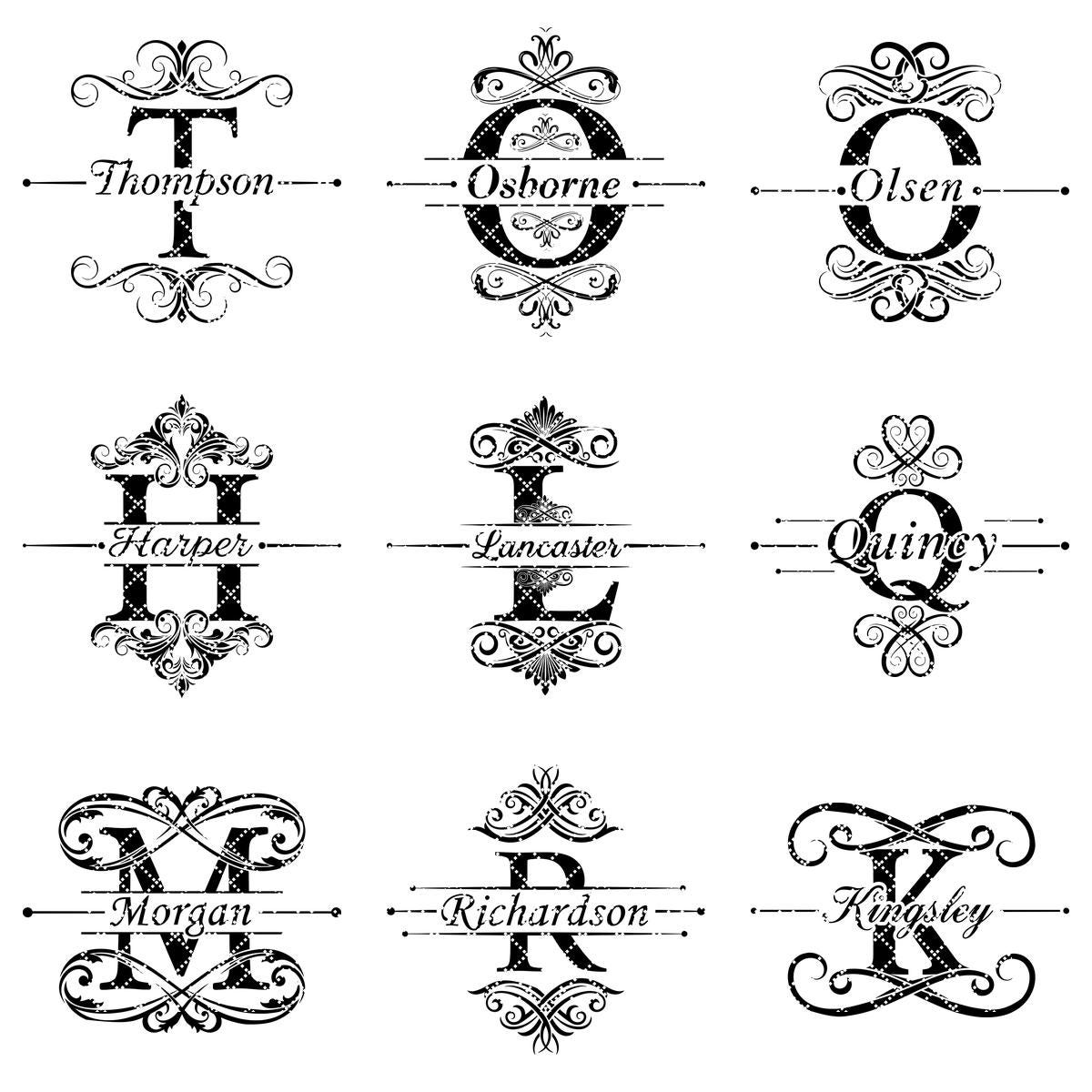 Disegni Monogramma per Taglieri di Salumi, 53 File di Incisione Alfabeto con Nome di Famiglia - immagine 14