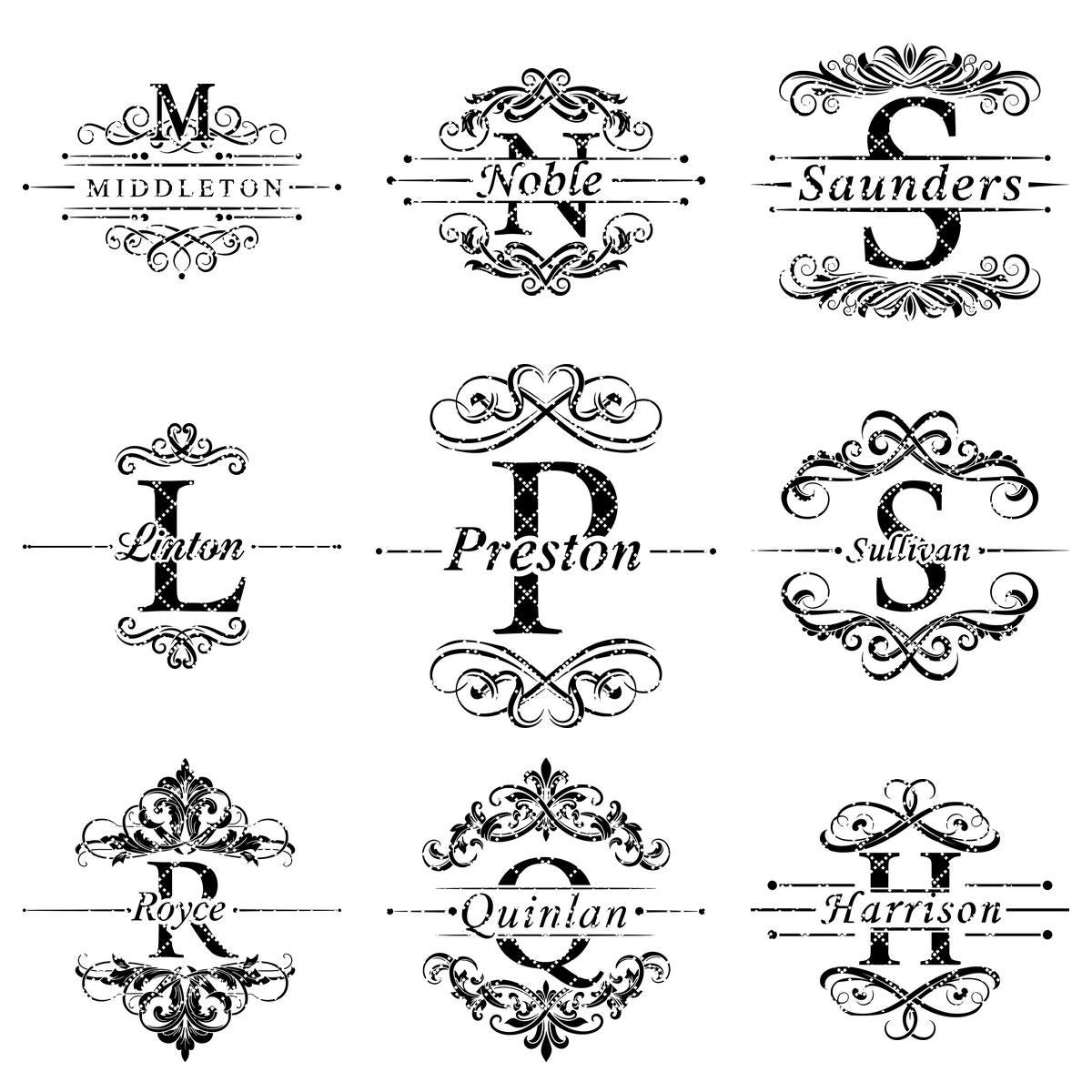 Disegni Monogramma per Taglieri di Salumi, 53 File di Incisione Alfabeto con Nome di Famiglia - immagine 15