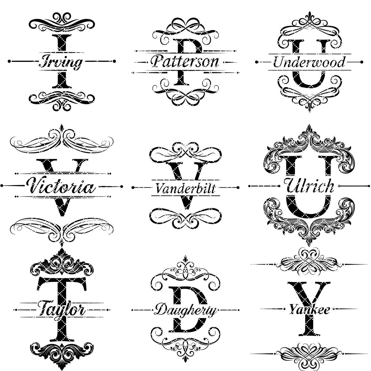 Disegni Monogramma per Taglieri di Salumi, 53 File di Incisione Alfabeto con Nome di Famiglia - immagine 16