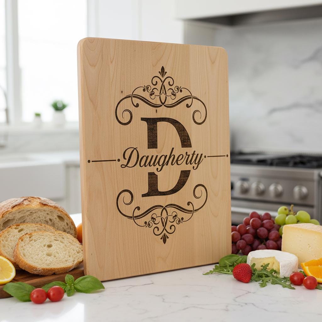 Disegni Monogramma per Taglieri di Salumi, 53 File di Incisione Alfabeto con Nome di Famiglia - immagine 2