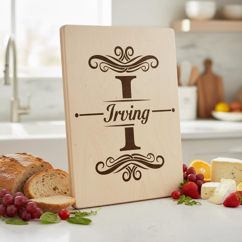 Disegni Monogramma per Taglieri di Salumi, 53 File di Incisione Alfabeto con Nome di Famiglia - immagine 3