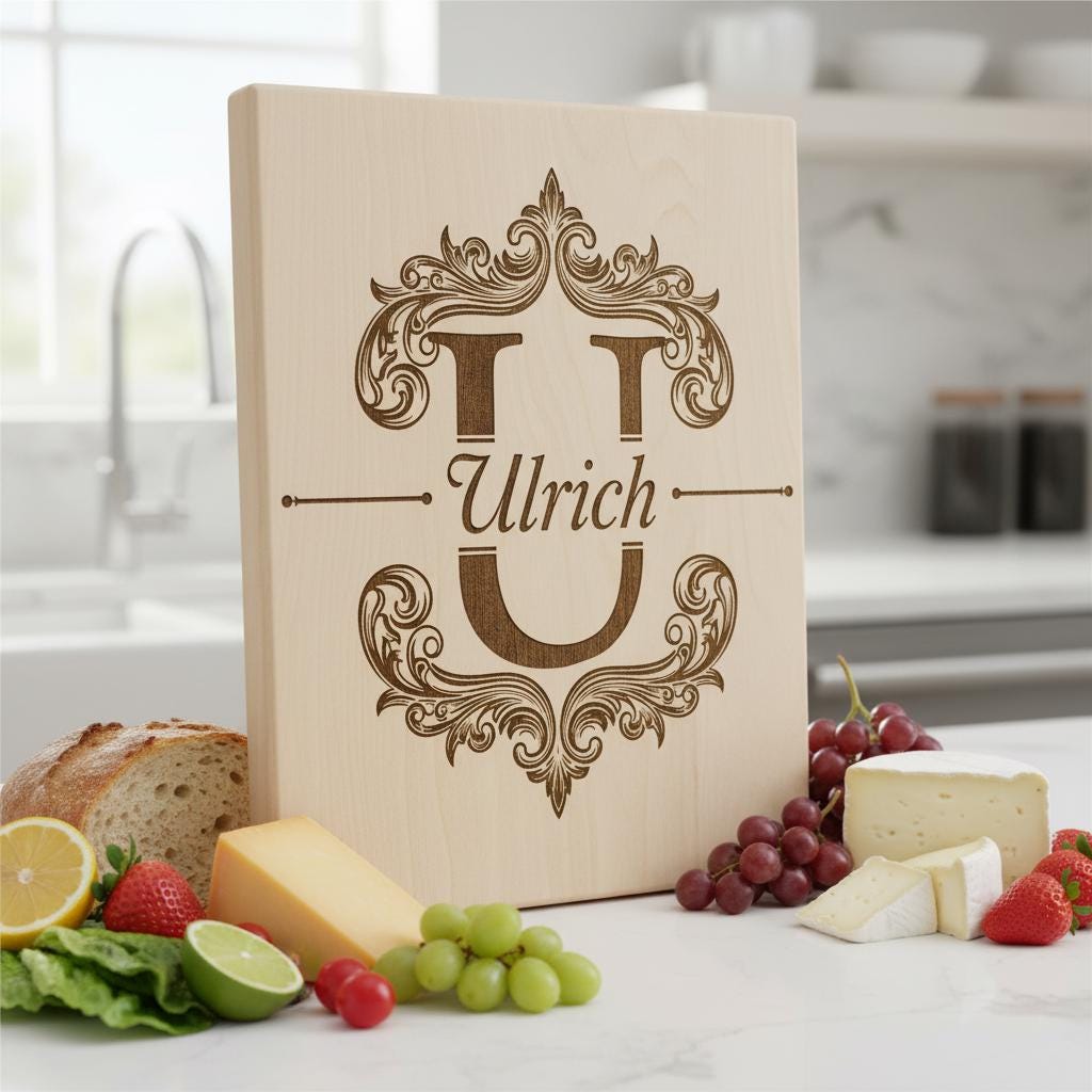 Disegni Monogramma per Taglieri di Salumi, 53 File di Incisione Alfabeto con Nome di Famiglia - immagine 6