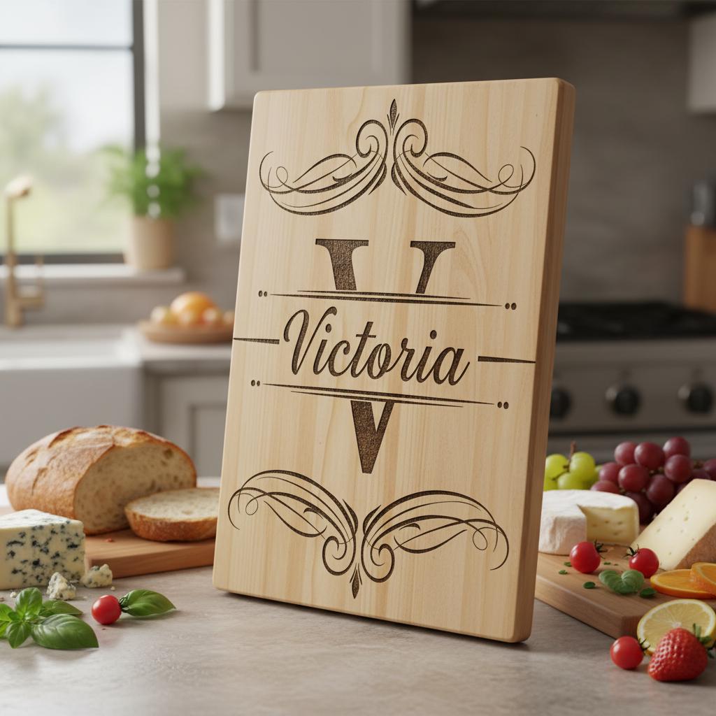 Disegni Monogramma per Taglieri di Salumi, 53 File di Incisione Alfabeto con Nome di Famiglia - immagine 7