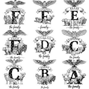 Monogram Engraving Board Bundle, 53 Rustic Designs for Personalized Charcuterie Gifts