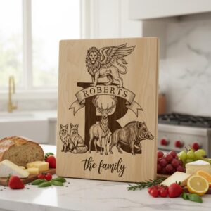 Monogram Engraving Board Bundle, 53 Rustic Designs for Personalized Charcuterie Gifts