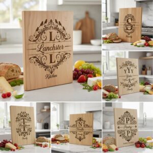 Monogram Engraving Designs, 52 Vintage Family Name Patterns for Charcuterie Boards and Wedding Gifts