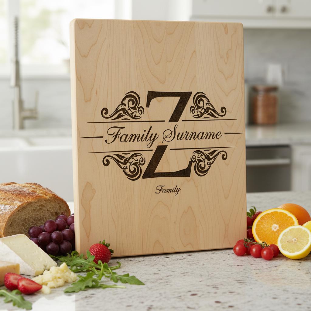 Diseños de grabado de monogramas, 54 archivos de emblemas para tabla de charcutería con apellidos familiares. - Imagen 11