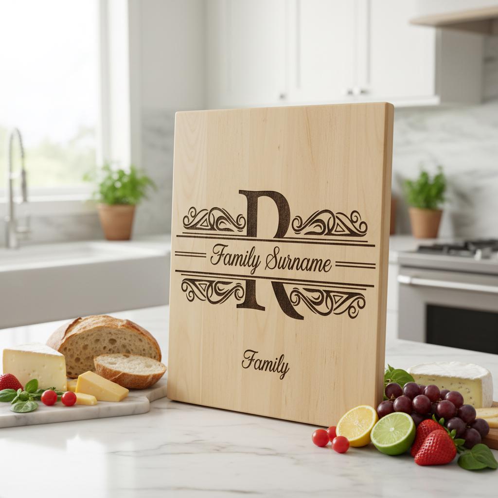 Diseños de grabado de monogramas, 54 archivos de emblemas para tabla de charcutería con apellidos familiares. - Imagen 7