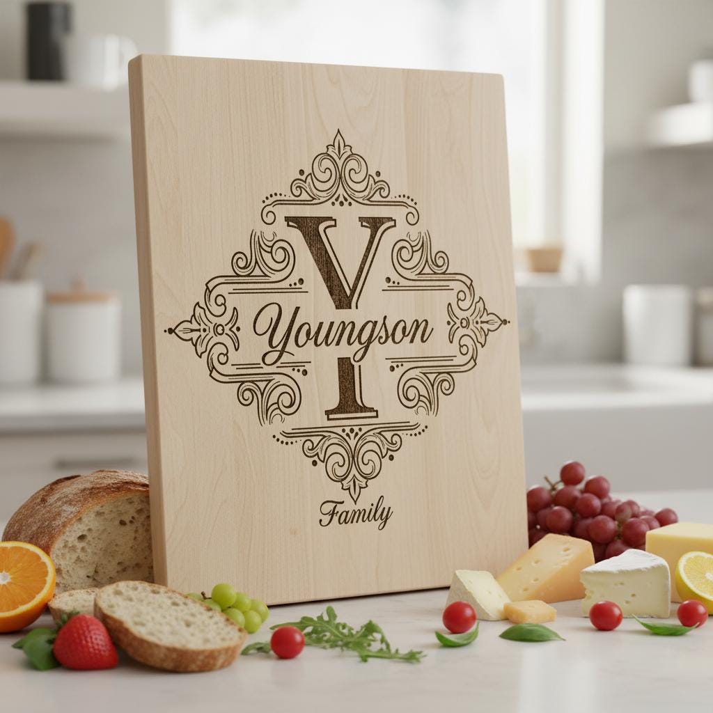 File di incisione monogramma per taglieri da salumi, disegni personalizzati con alfabeto del nome di famiglia - immagine 10