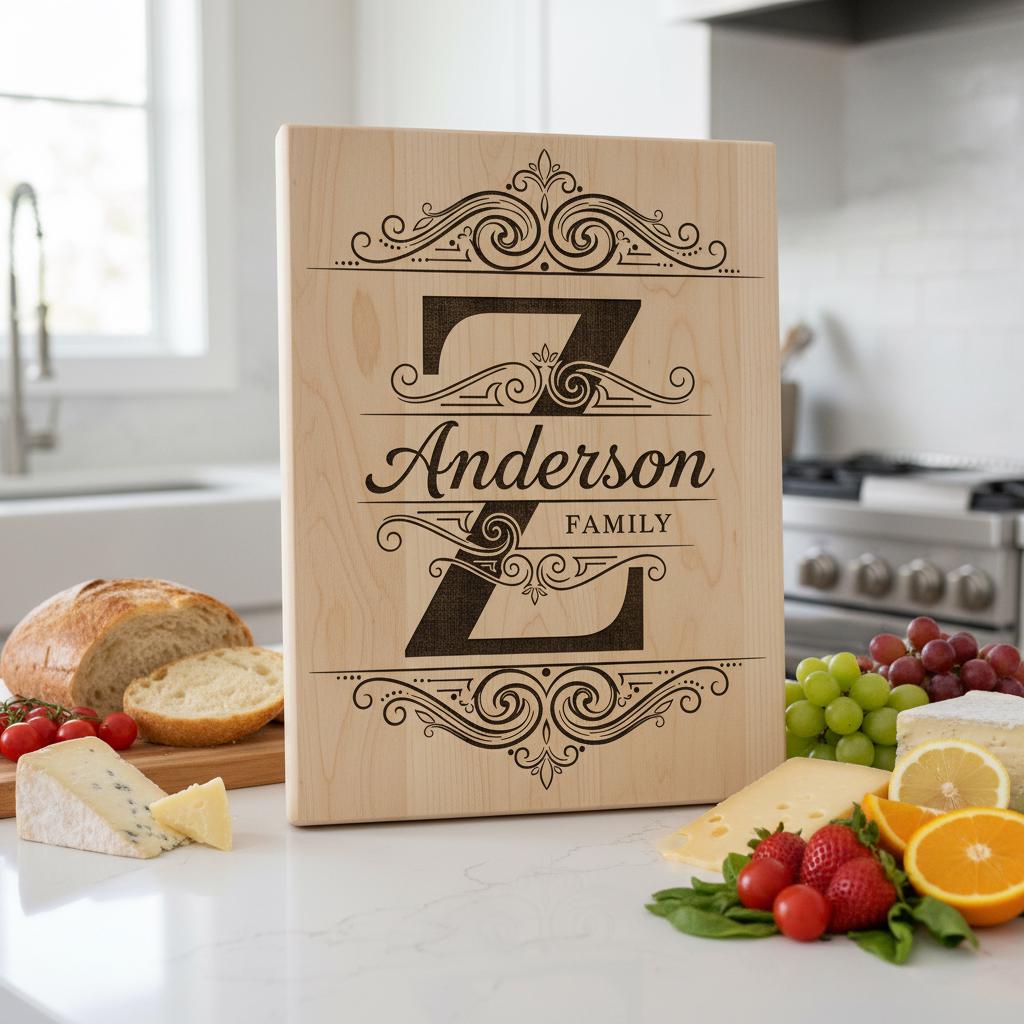 File di incisione monogramma per taglieri da salumi, disegni personalizzati con alfabeto del nome di famiglia - immagine 11