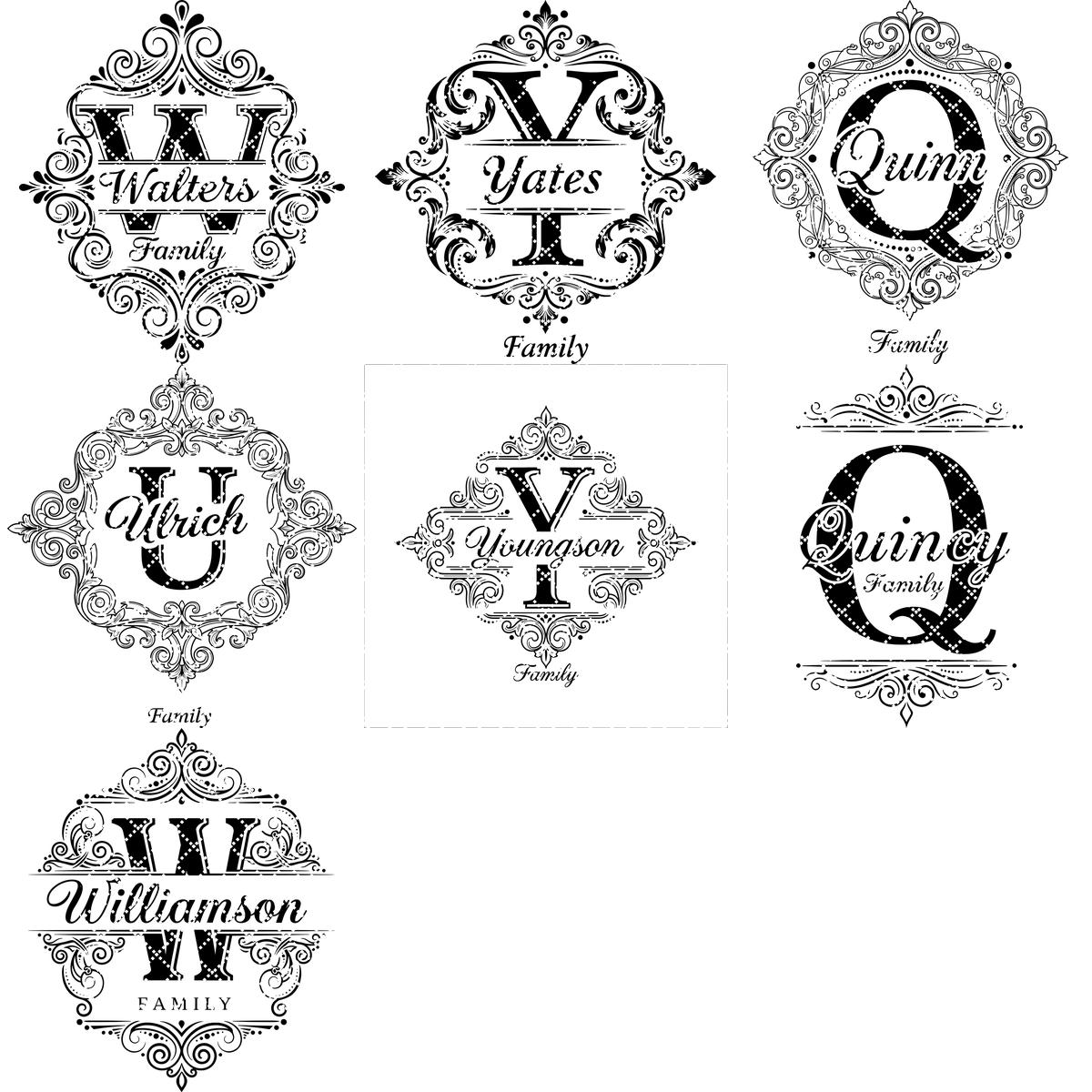 File di incisione monogramma per taglieri da salumi, disegni personalizzati con alfabeto del nome di famiglia - immagine 17