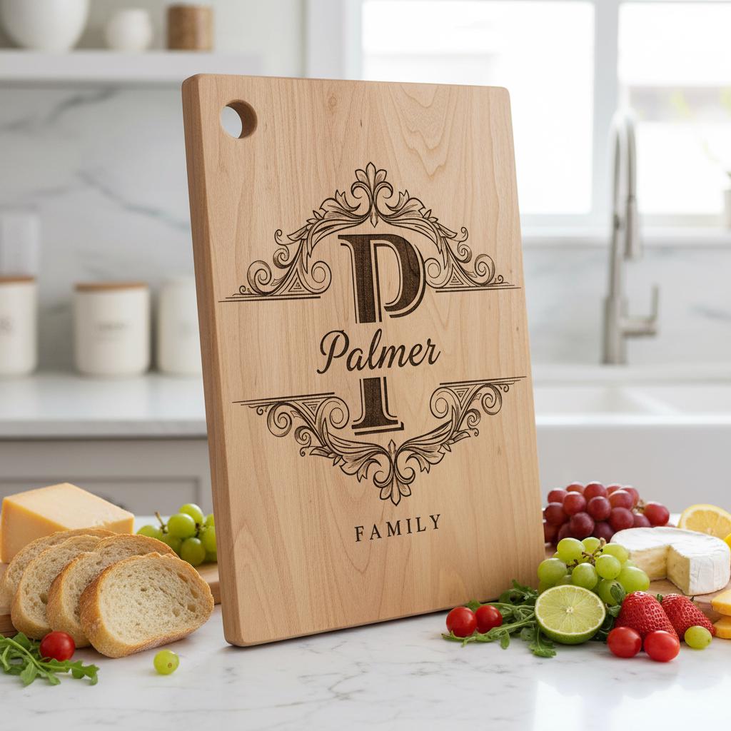 File di incisione monogramma per taglieri da salumi, disegni personalizzati con alfabeto del nome di famiglia - immagine 2