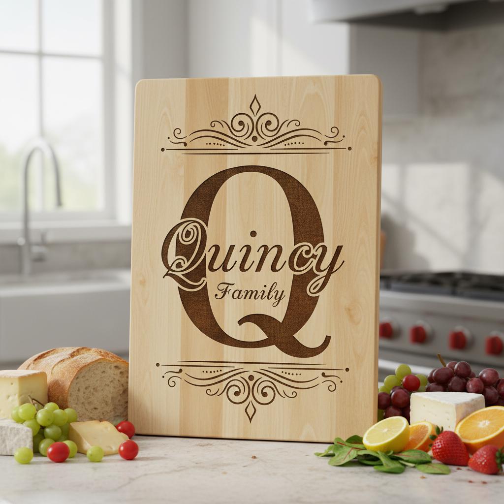 File di incisione monogramma per taglieri da salumi, disegni personalizzati con alfabeto del nome di famiglia - immagine 3