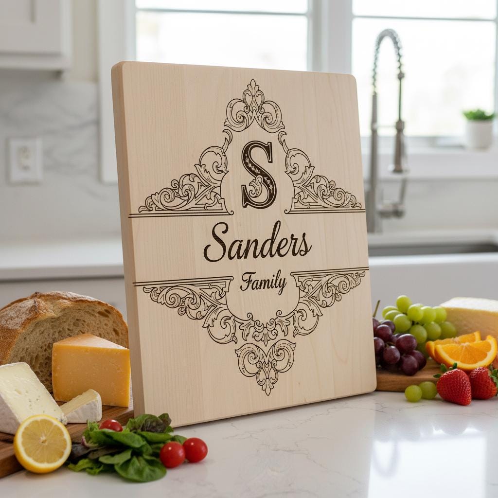 File di incisione monogramma per taglieri da salumi, disegni personalizzati con alfabeto del nome di famiglia - immagine 5