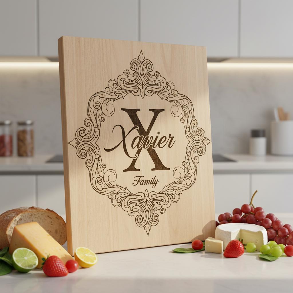 File di incisione monogramma per taglieri da salumi, disegni personalizzati con alfabeto del nome di famiglia - immagine 9