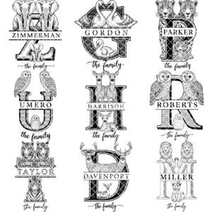 Monogram Family Sign Bundle, 53 Engraving Designs for Charcuterie Boards, Floral Animal Art