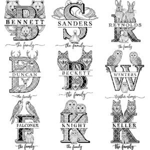 Monogram Family Sign Bundle, 53 Engraving Designs for Charcuterie Boards, Floral Animal Art