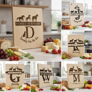 Monogram Farmhouse Animal Bundle, 74 Laser Engraving Designs, Charcuterie Board Files
