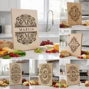 Ornate Alphabet Laser Engraving File, Monogram Design for Charcuterie Board, Family Name
