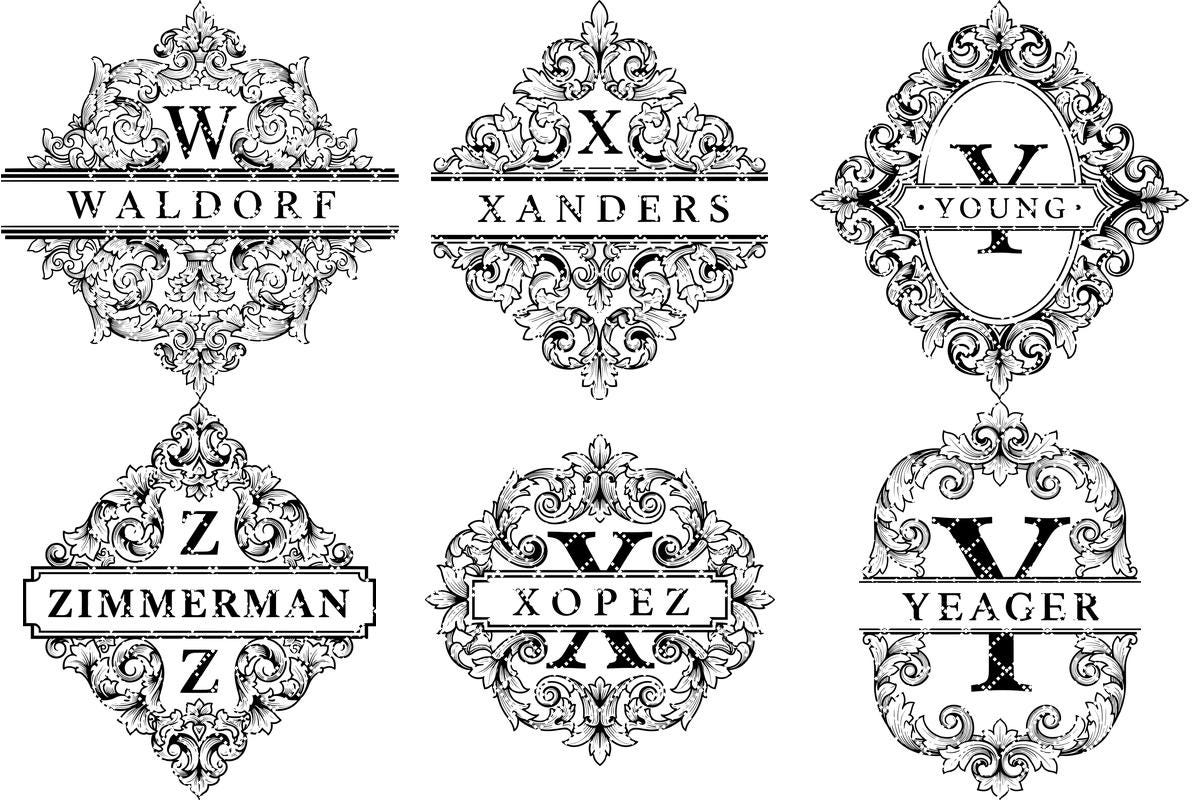 Fichier de gravure laser alphabet orné, motif monogramme pour planche à charcuterie, nom de famille. – Image 16