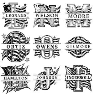 Patriotic Alphabet Laser Engraving Files, American Flag Charcuterie Board Designs