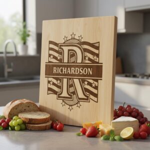 Patriotic Alphabet Laser Engraving Files, American Flag Charcuterie Board Designs