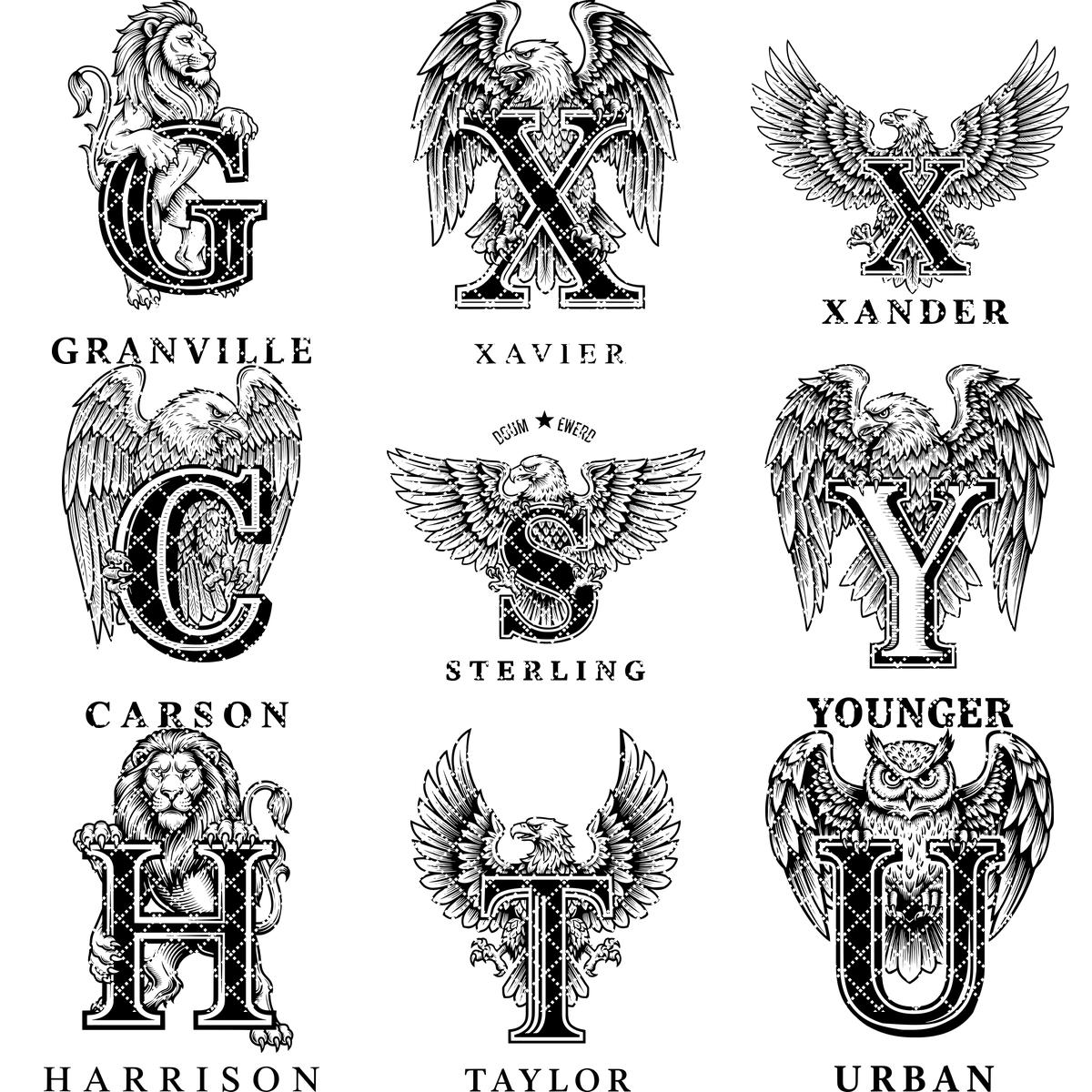 Monogramma Leone Regale Lettere Vintage per Incisione Laser Insegne con Nome Famiglia Regali - immagine 12