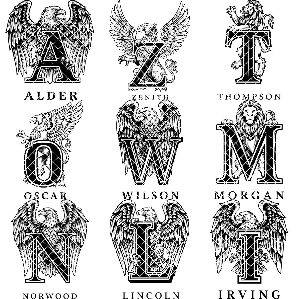 Monogramma Leone Regale Lettere Vintage per Incisione Laser Insegne con Nome Famiglia Regali - immagine 13