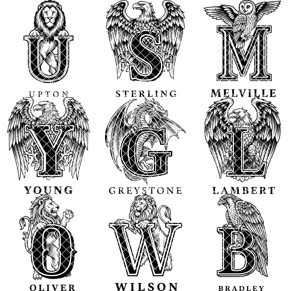 Monogramma Leone Regale Lettere Vintage per Incisione Laser Insegne con Nome Famiglia Regali - immagine 15