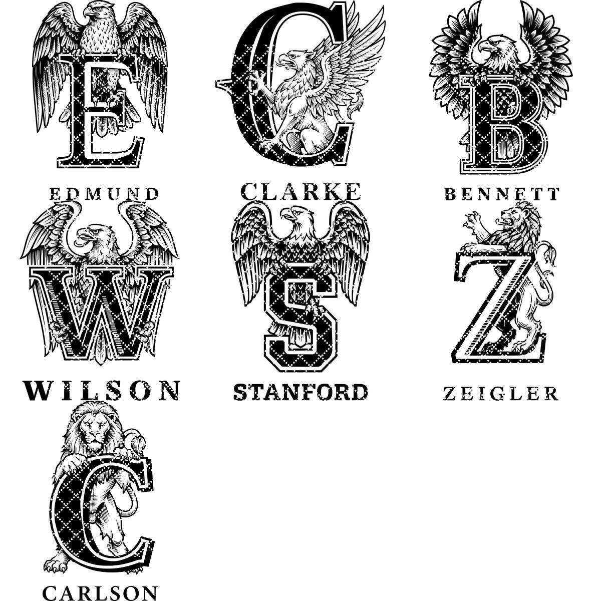 Monogramma Leone Regale Lettere Vintage per Incisione Laser Insegne con Nome Famiglia Regali - immagine 16