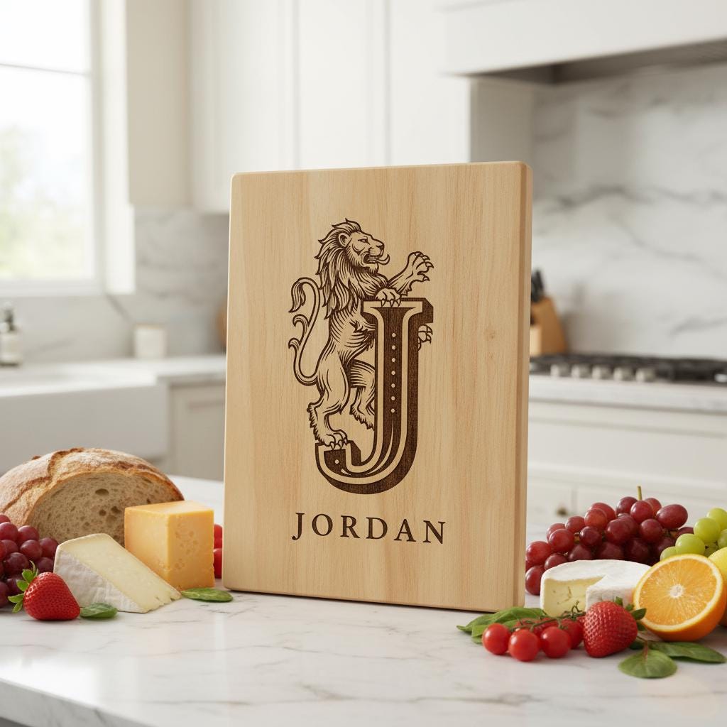 Monogramma Leone Regale Lettere Vintage per Incisione Laser Insegne con Nome Famiglia Regali - immagine 5