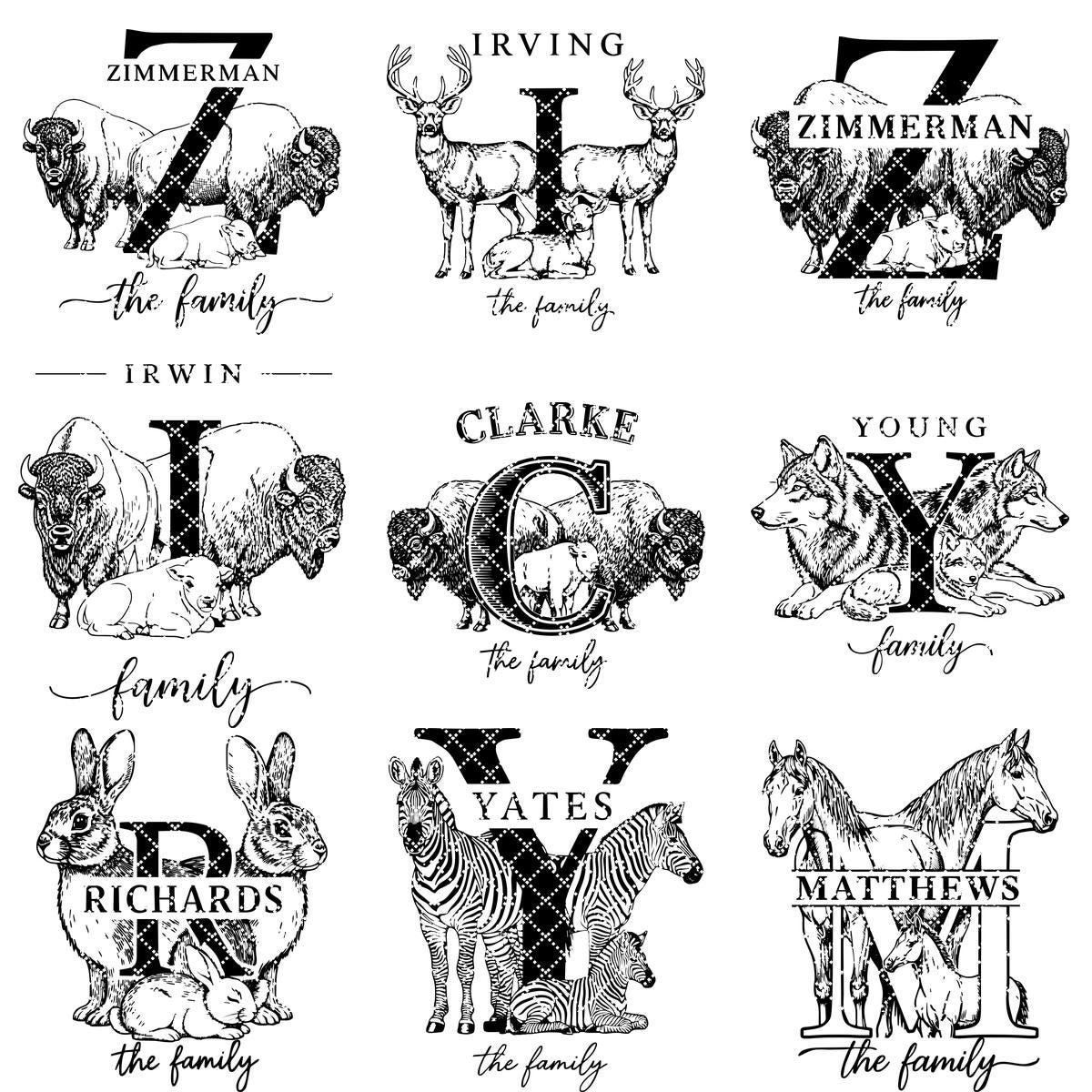 Bundle rustico monogramma animale, disegni per incisione del nome di famiglia per regali di salumi. - immagine 10