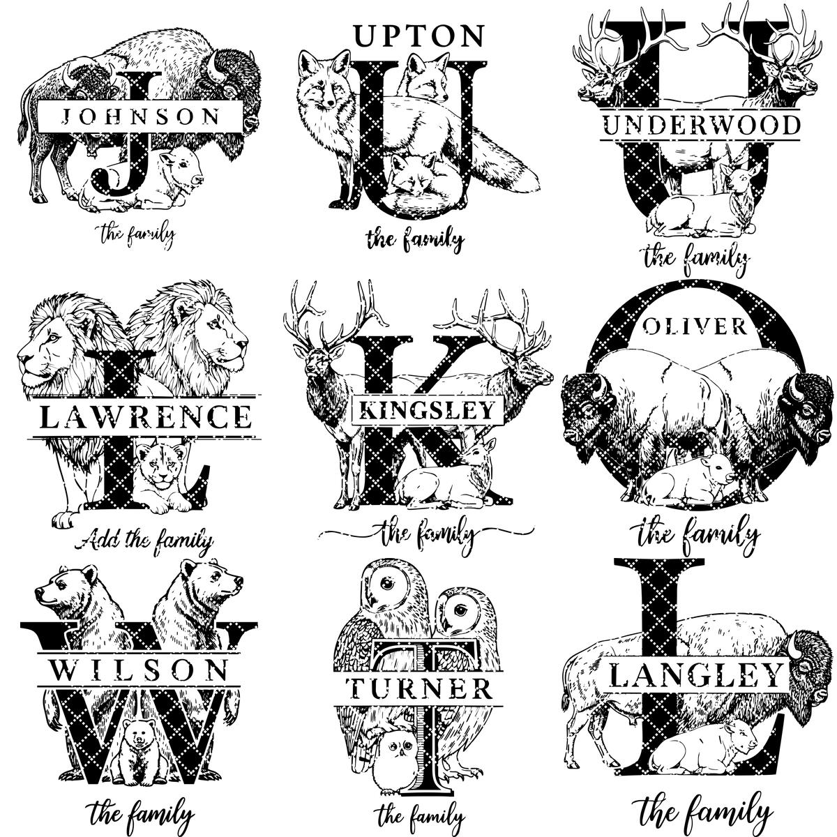 Bundle rustico monogramma animale, disegni per incisione del nome di famiglia per regali di salumi. - immagine 13