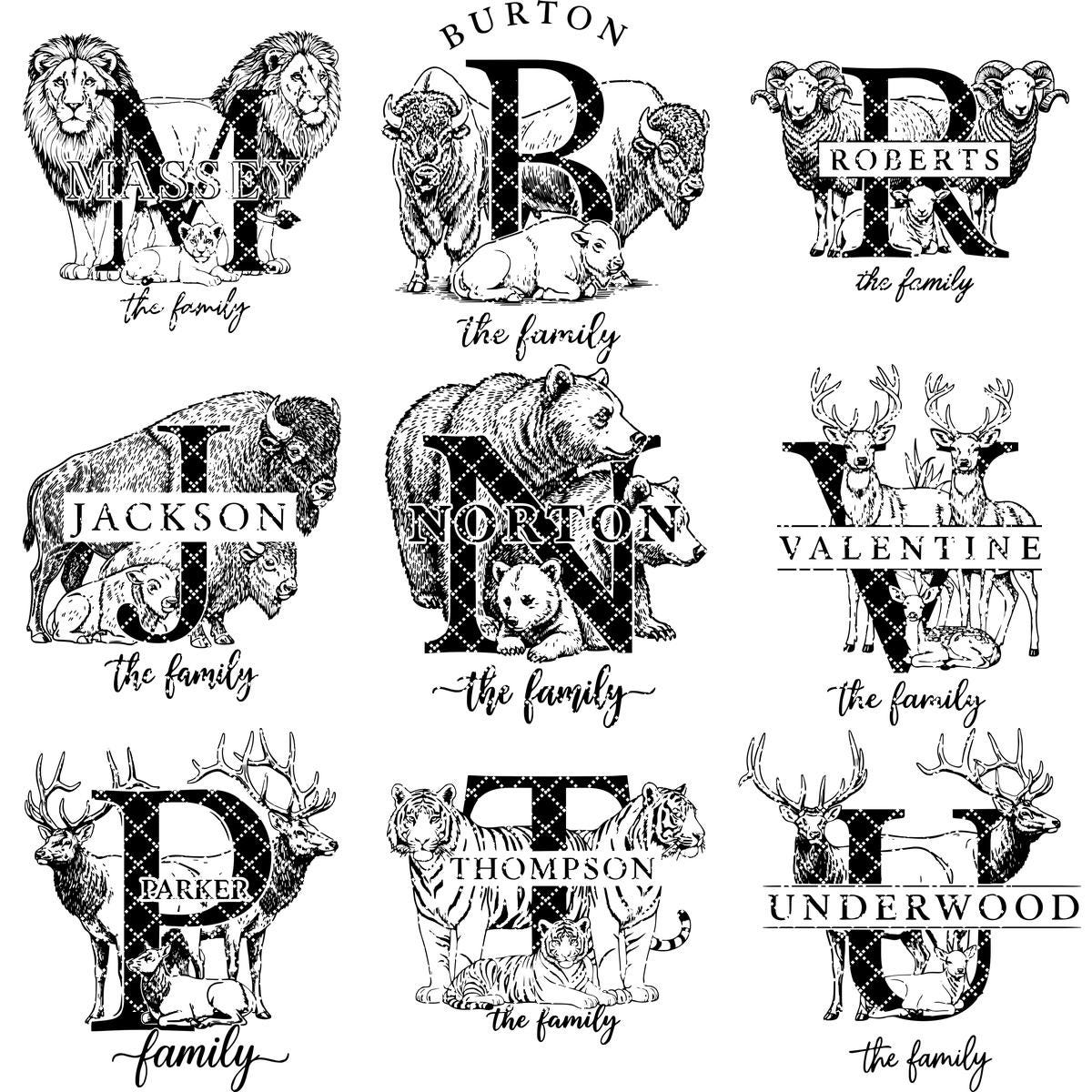 Bundle rustico monogramma animale, disegni per incisione del nome di famiglia per regali di salumi. - immagine 15