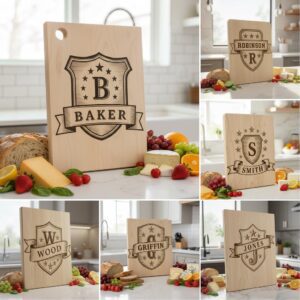 Shield Monogram Bundle, Wooden Name Sign Designs for Laser Engraving, Gifts