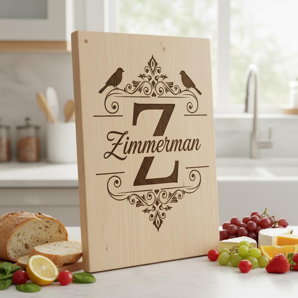 Disegni Vintage di Incisioni di Monogrammi, 52 Motivi per Taglieri di Salumi con Nomi di Famiglia - immagine 11